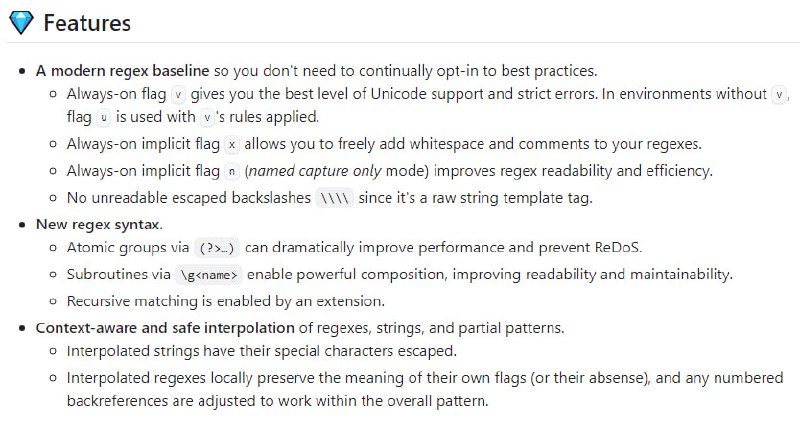 slevithan/regex：内置高级功能和最佳实践的上下文感知正则表达式模板标签，提高JavaScript正则表达式的可读性、性能和维护性 | #正则表达式slevithan/regex：内置高级功能和最佳实践的上下文感知正则表达式模板标签，提高JavaScript正则表达式的可读性、性能和维护性 | #正则表达式