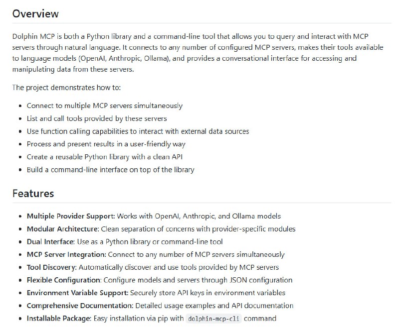 一个灵活的Python库和CLI工具，用于通过自然语言与MCP服务器交互，支持多种LLM模型