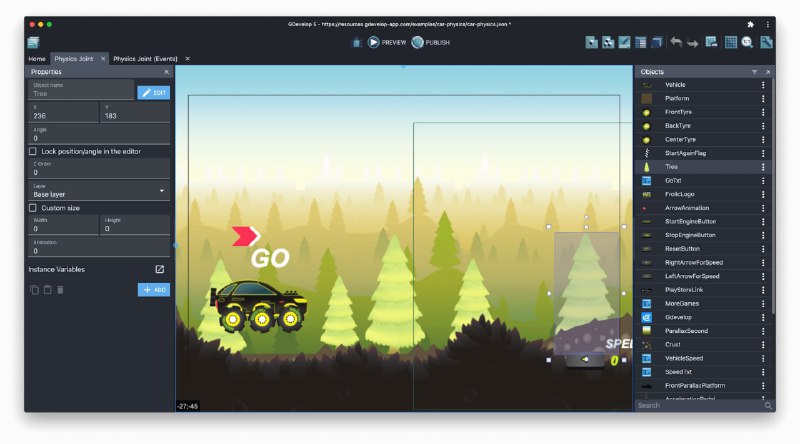 GDevelop，一个开源的跨平台游戏开发引擎，可帮助不懂编程的设计师，快速开发一款能够满足移动端、桌面端、Web 端的游戏