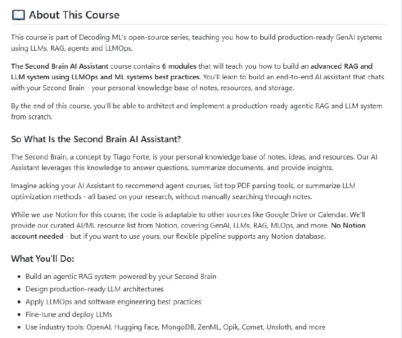 Second Brain AI Assistant Course：帮你打造专属的“第二大脑”AI助手，让知识管理与智能检索变得轻而易举