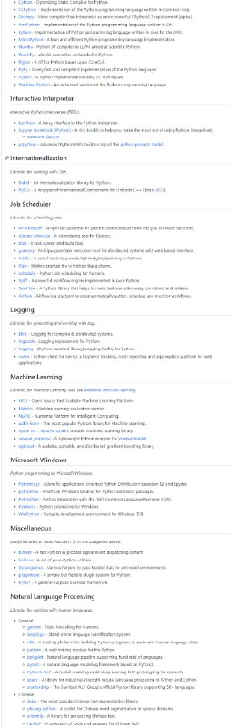 Python 框架、库、软件和资源的精选列表awesome-python | #Python #框架Python 框架、库、软件和资源的精选列表awesome-python | #Python #框架