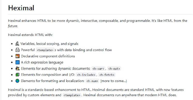 Heximal：面向未来的动态交互式 HTML 扩展方案，助力构建更强大、声明式、可编程的网页文档与应用