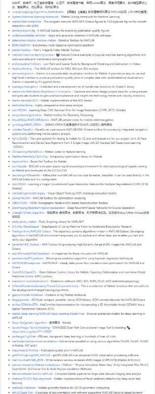 Matlab 框架、库和软件列表 | awesome-matlabMatlab 框架、库和软件列表 | awesome-matlab