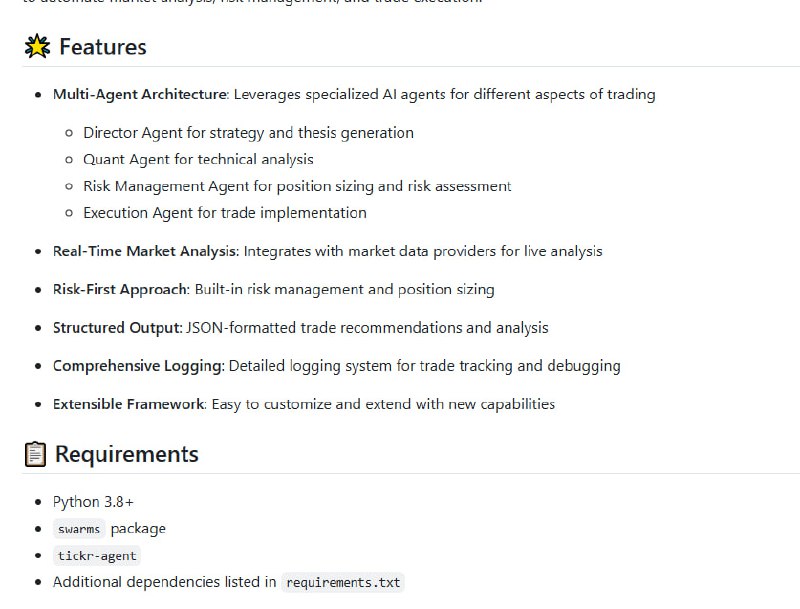 AutoHedge 是一款开源的多智能体量化交易系统，利用群体智能和 AI 代理，实现市场分析、风险管理和交易执行的全自动化