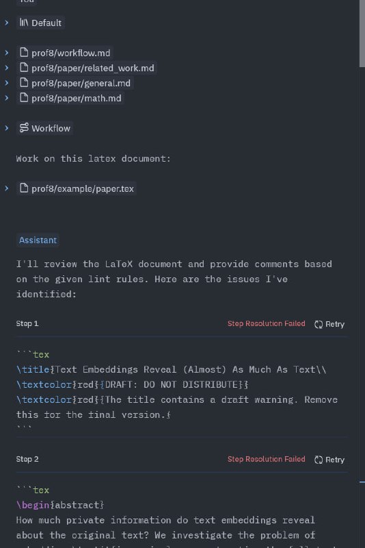 实验性论文写作检查工具，旨在帮助研究者优化文档写作质量，特色在于其短小精悍的规则集和与Zed AI助手的协同工作能力prof8 | #工具实验性论文写作检查工具，旨在帮助研究者优化文档写作质量，特色在于其短小精悍的规则集和与Zed AI助手的协同工作能力prof8 | #工具