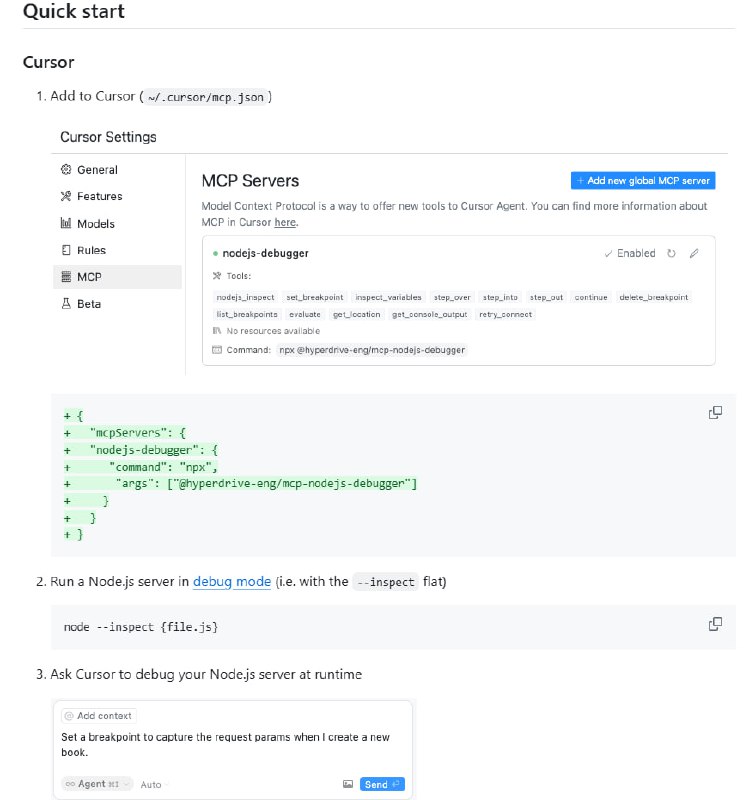 MCP Node.js debugger：用于 Node.js 调试的 MCP 服务器，可以帮助开发者在运行时 debug 代码