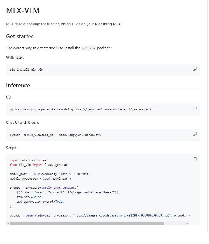 MLX-VLM：在 Mac 上使用 MLX 运行视觉语言模型(Vision LLM)的包