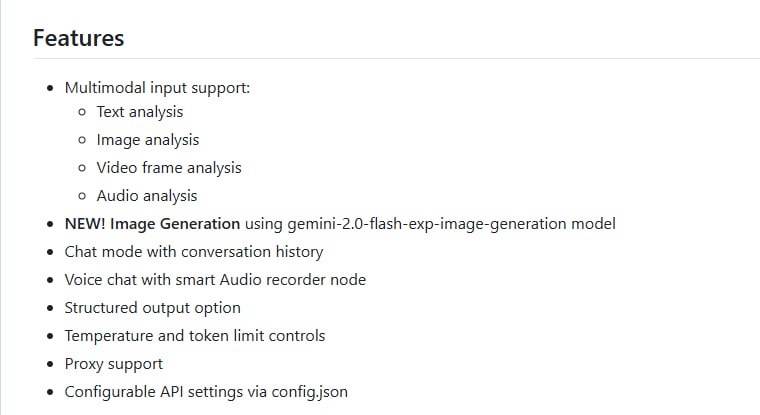 ComfyUI-Gemini_Flash_2.0_Exp：一个强大的ComfyUI自定义节点，整合了谷歌的Gemini Flash 2.0实验模型，让你在ComfyUI工作流中直接进行文本、图像、视频帧和音频的多模态分析