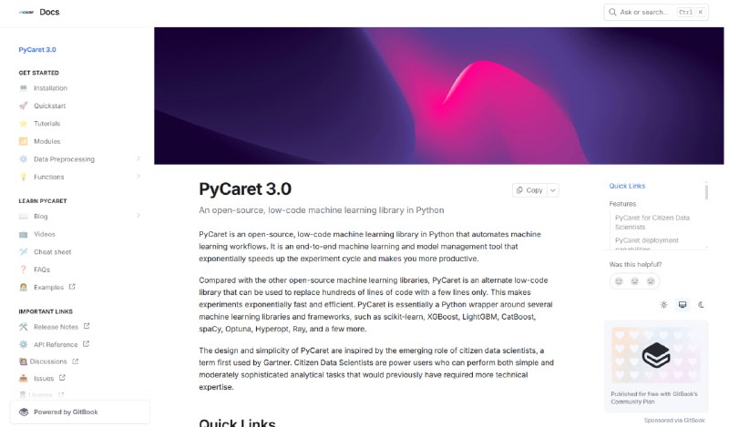 PyCaret 是一个开源的 Python 低代码机器学习库，旨在简化和自动化模型的构建、训练与部署流程