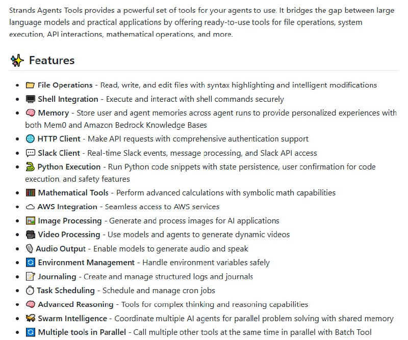 Strands Agents Tools：为AI Agent提供强大工具集，轻松构建智能Agent
