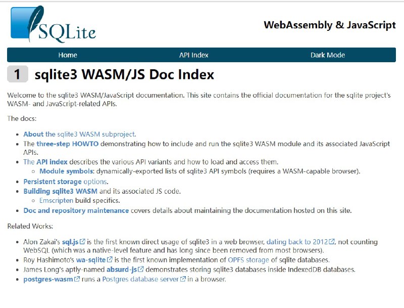 SQLite 官方的 wasm 项目，可以网页调用 SQLite 数据库了 | 详文