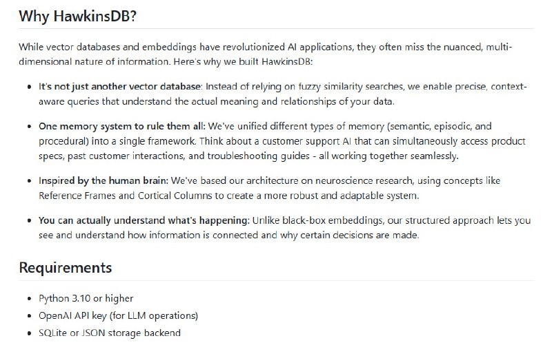 HawkinsDB：让AI拥有类似人类的存储和回忆能力，基于大脑工作原理的新型记忆系统