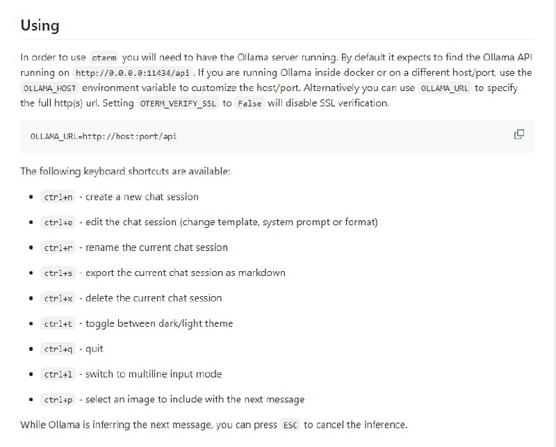 oterm：Ollama的基于文本的命令行客户端，特色在于直观简单的终端界面，无需运行服务器或前端oterm：Ollama的基于文本的命令行客户端，特色在于直观简单的终端界面，无需运行服务器或前端