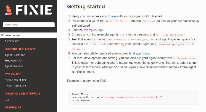 Fixie:使用大型语言模型构建应用的平台，可以使用自然语言与一个或多个智能体程序进行通信，并访问诸如GitHub、Google日历或数据库等数据源