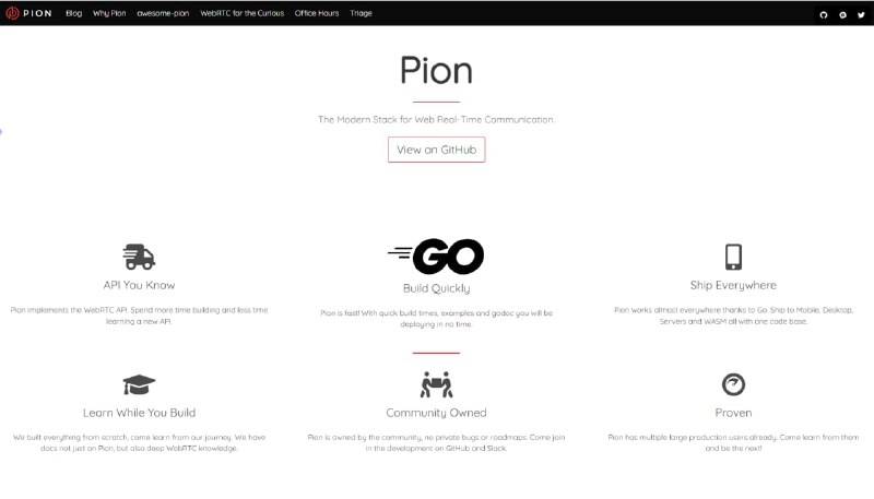 pion/webrtc 是纯 Go 实现 WebRTC API，可以用于做很多有趣的事，比如：📌 将视频文件实时发送到多个浏览器，以实现完美同步的电影观看；📌 将嵌入式设备上的网络摄像数据发送到浏览器，无需额外的服务器；📌 在两台服务器之间安全地发送数据，无需使用 pub/sub；📌 记录网络摄像头并在服务器端做特效；📌 构建一个处理音频/视频并据此做出决策的会议应用程序；📌 远程控制机器人并实时传输其摄像机；📌 其它...项目地址 | 官网