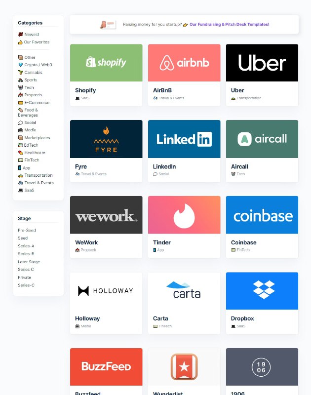 pitchdeckhunt这个网站收集了200多个创业公司的融资演示可以在上面看包括youtube、facebook、uber这样的公司在一开始是如何向vc介绍自己的产品的