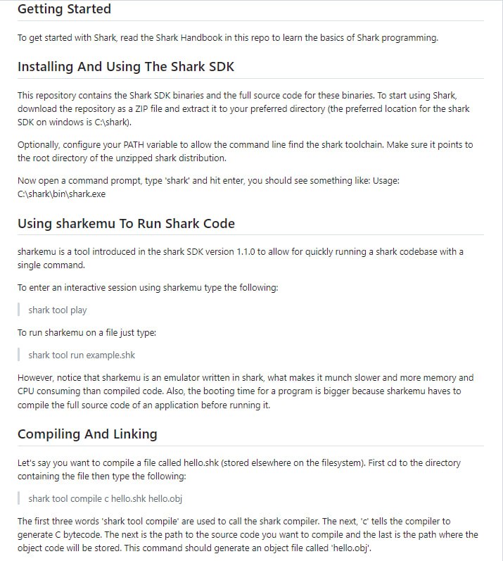 Shark 是一种旨在提供 Lua 的速度和大小的语言，同时还提供熟悉的 Python 语法和在浏览器中运行的能力