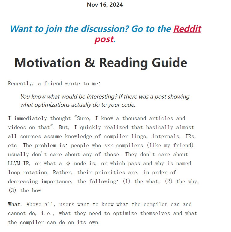 一篇介绍编译器优化的文章主要介绍了编译器优化的概念、实例和技术，旨在以易于理解的语言向读者解释编译器优化的工作原理和它们对代码的影响