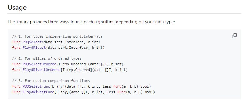 kth：一个Go语言高性能选择算法库，用于在不完全排序的情况下快速找出第k小的元素，特别适用于大数据集中查找top-N和中位数