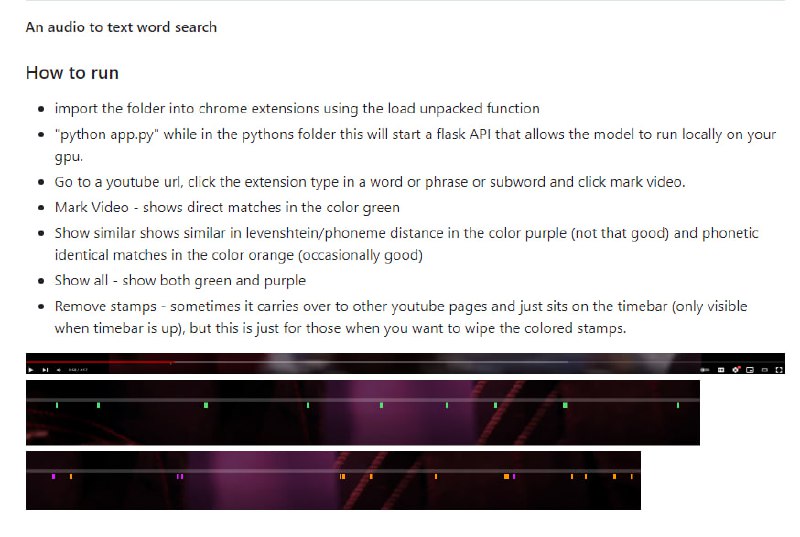 基于 OpenAI whisper 的 YouTube 视频搜索工具，可以将音频转为文本，并在视频中高亮搜索到的关键词CTRL-F for videos | #工具