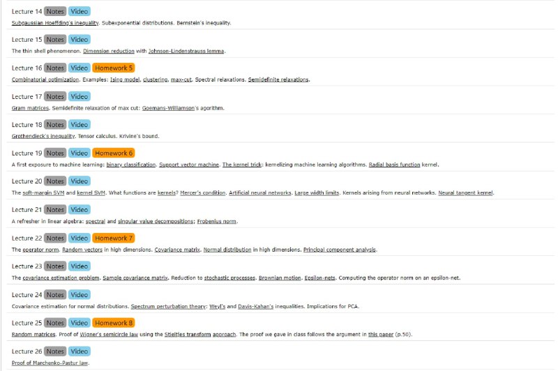 高维概率及其数据科学应用(课程视频及教材)本课程为现代数据科学的理论研究奠定了概率基础