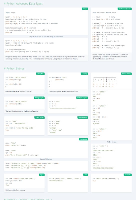 一版比较全的Python速查 | 地址 | #python #速查表一版比较全的Python速查 | 地址 | #python #速查表