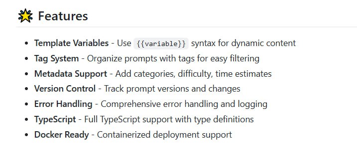 MCP Prompts Server：专为 LLM 交互设计的高扩展性提示管理平台，基于 Model Context Protocol (MCP) 构建，助力 AI 助理和开发者高效管理与复用提示模板
