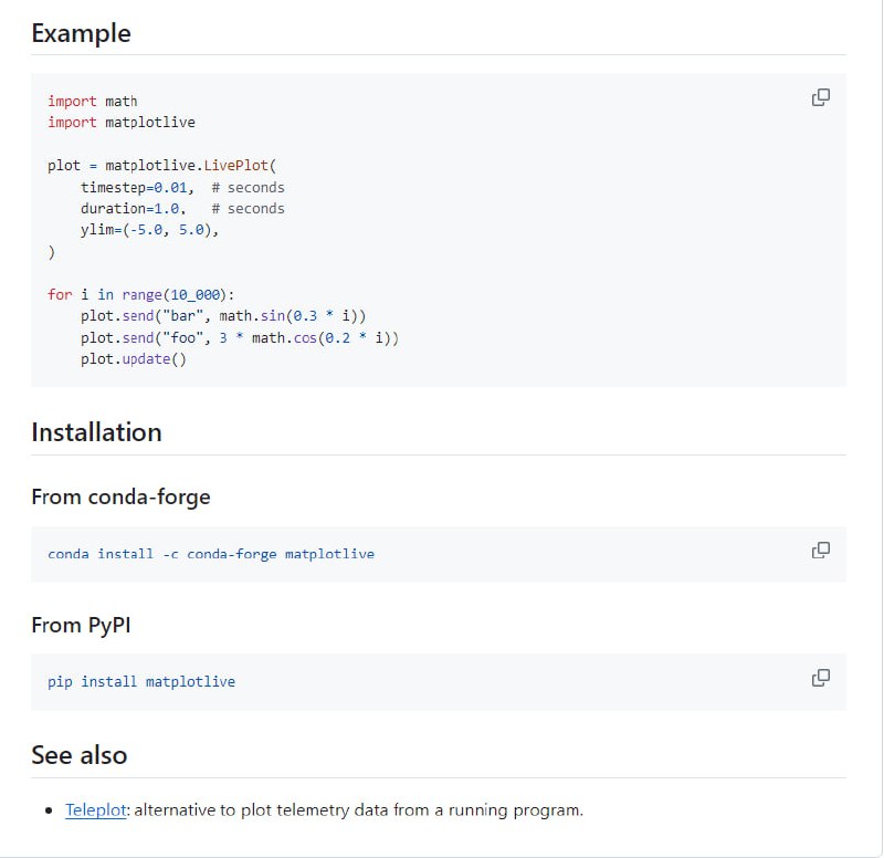 实时数据可视化工具，能够将实时数据流直接绘制到Matplotlib图表中，适用于需要动态更新图表的科学计算和数据分析场景Matplotlive | #工具