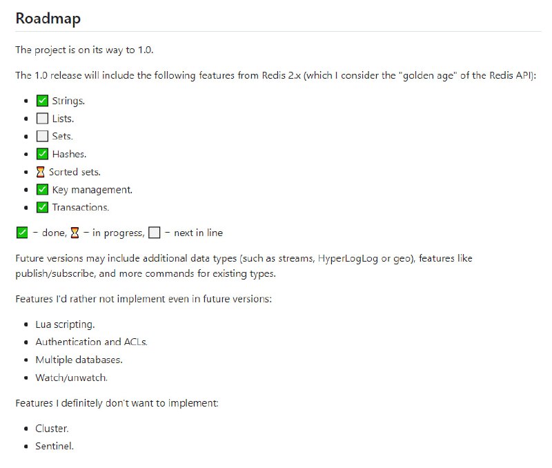 redka：用SQLite复现Redis的项目，支持 Redis 的主要数据类型，如字符串、列表、集合、哈希和有序集合