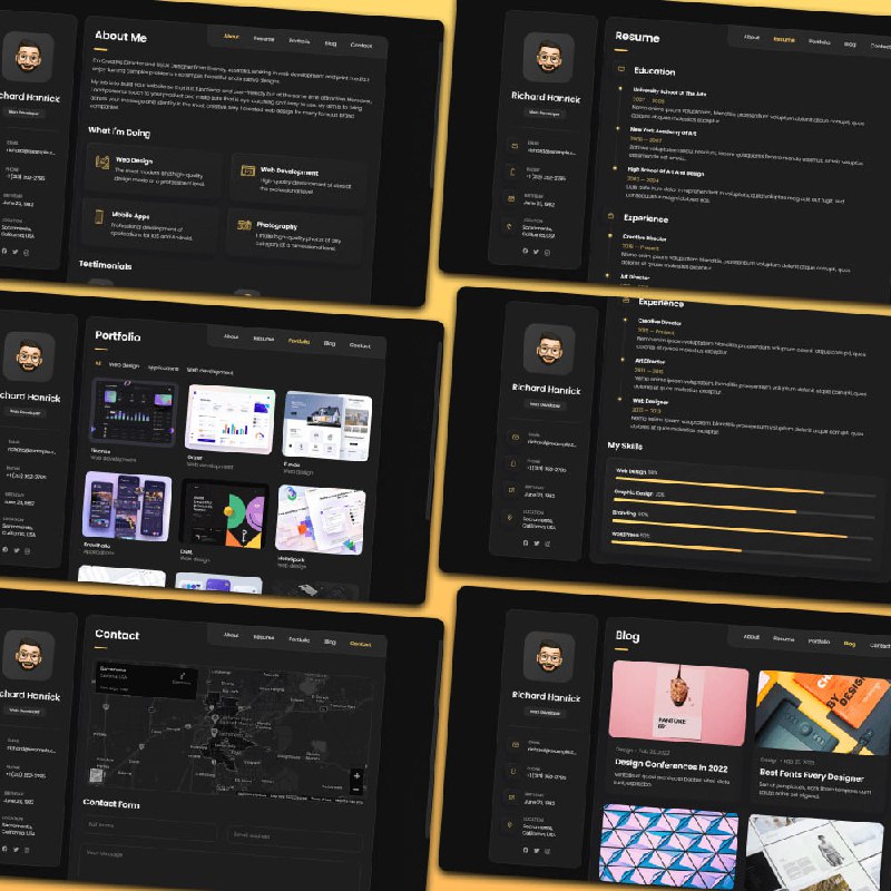 一款颜值超高的个人主页作品集模板 vCard | #模板使用 HTML、CSS、JavaScript 构建的纯静态网站，界面布局兼容所有设备