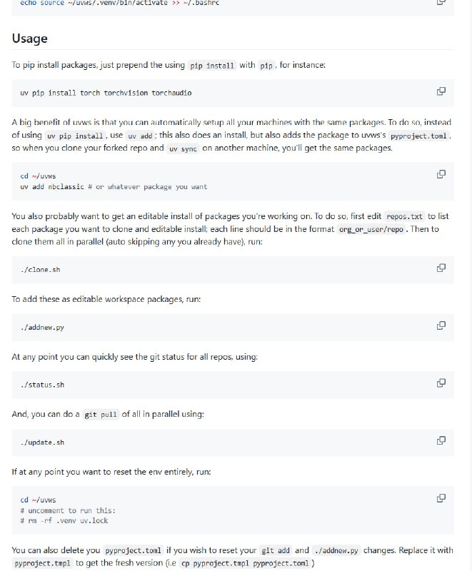 uvws：专注于 Python 包管理的轻量级 uv 工作空间，提供类似 Conda 基础环境的便捷体验，适合只需 Python 包管理的开发者