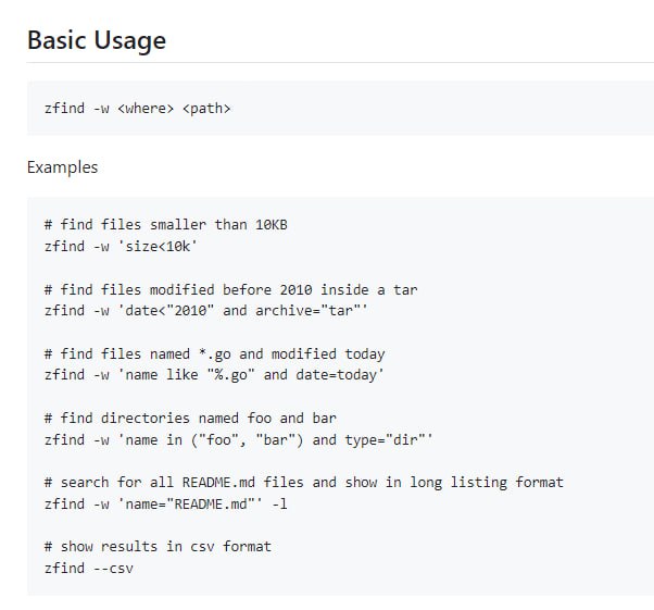 支持SQL-WHERE过滤的多格式文件搜索工具，能够快速检索包括tar、zip、7z和rar压缩包在内的文件系统，简化文件查找过程zfind | #工具支持SQL-WHERE过滤的多格式文件搜索工具，能够快速检索包括tar、zip、7z和rar压缩包在内的文件系统，简化文件查找过程zfind | #工具