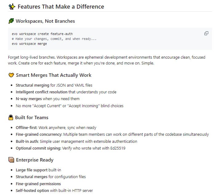 Evo：一种更简单直观的版本控制系统，让团队协作开发变得轻松愉快，不再为复杂的分支管理和合并冲突烦恼