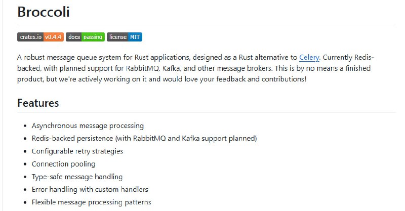 Broccoli：为Rust应用打造的高效消息队列系统，是Rust版的Celery替代品