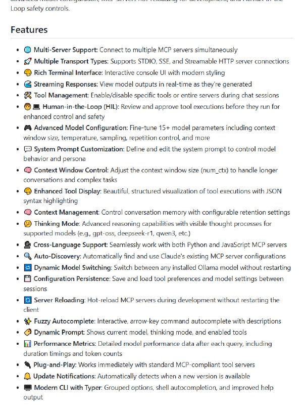 MCP Client for Ollama：面向本地LLM开发者的终端交互利器，轻松连接多台MCP服务器，实现高级工具调用与工作流自动化