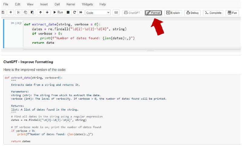 将 ChatGPT 集成到 Jupyter Notebooks 的浏览器插件ChatGPT for Jupyter是一个浏览器扩展，在Jupyter Notebooks和Jupyter Lab中提供各种帮助程序功能，由ChatGPT提供支持主要功能，有 ChatGPT：格式 - 自动将注释、文档字符串和格式添加到代码单元格
