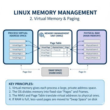 Linux内存管理核心解读Linux内存管理掌控着操作系统如何高效利用RAM、交换空间及虚拟内存，保障每个进程获得所需资源，同时维持系统稳定和高性能