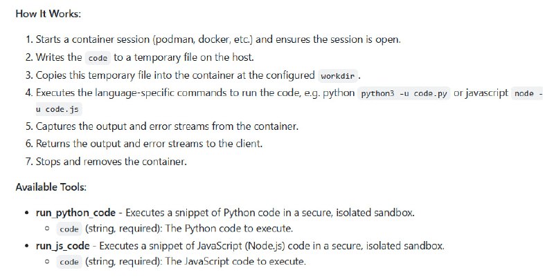 Code Sandbox MCP：专为 AI 编程 Agent 设计的轻量级安全执行环境，助力本地化、可控且高效的代码运行方案