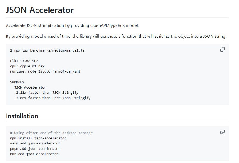 加速JSON序列化的工具，通过OpenAPI/TypeBox模型优化性能