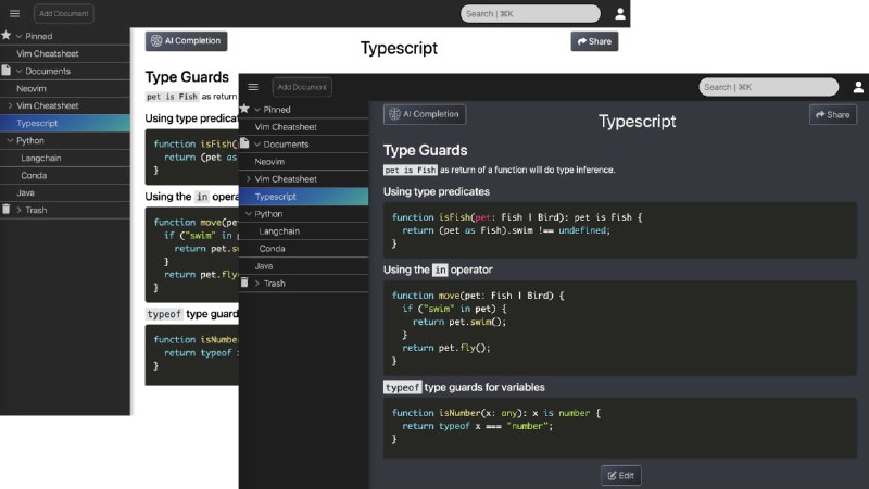Rocketnotes：网页版 Markdown 笔记应用，具有大型语言模型(LLM)支持的文本补全、聊天和语义搜索功能