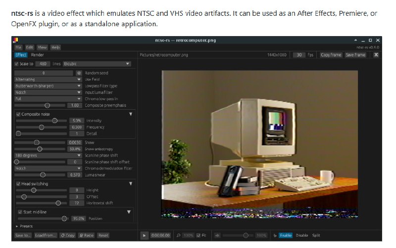 免费开源的VHS效果模拟工具，为视频创作者提供复古风格的视觉特效