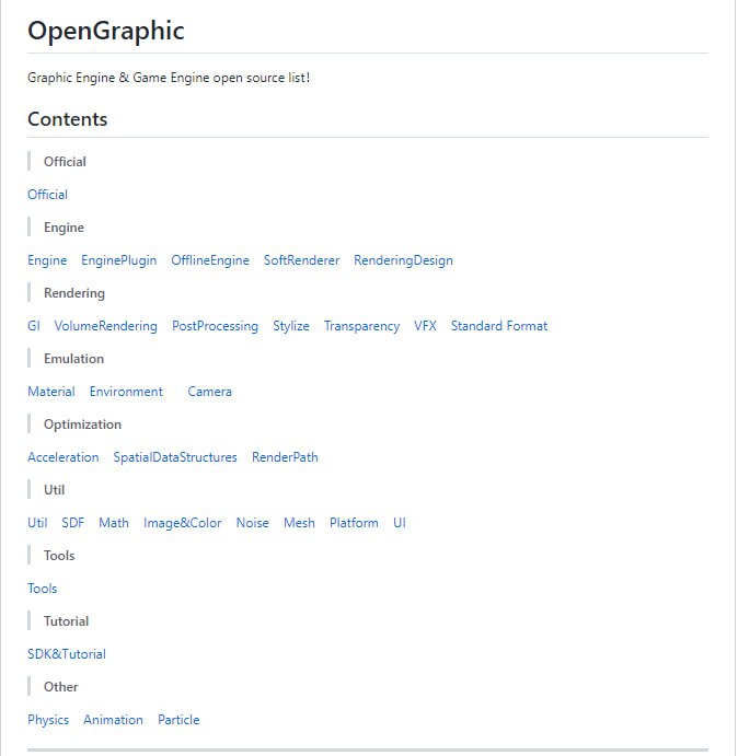 OpenGraphic：图形引擎/游戏引擎开源资源列表OpenGraphic：图形引擎/游戏引擎开源资源列表