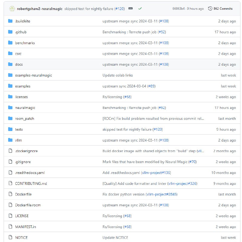 nm-vllm：高吞吐量和内存高效的LLM推理和服务引擎，针对LLM模型的推理引擎，具有优化的性能，支持量化和稀疏化等最新优化技术
