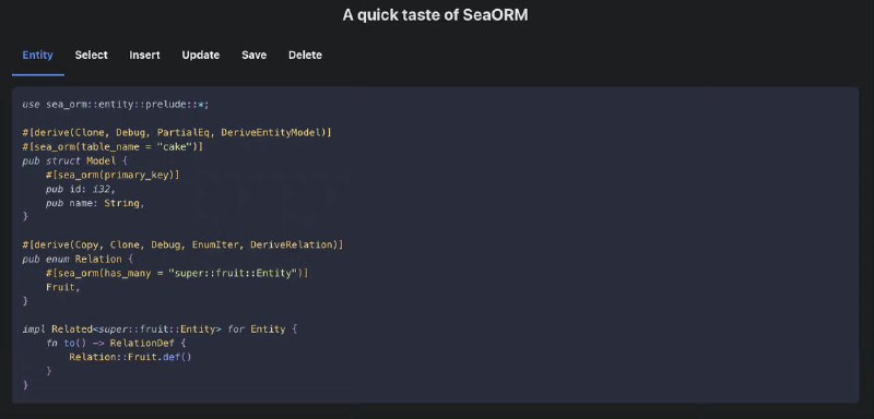 SeaORM是一种关系ORM，可帮助我们使用熟悉的动态语言在Rust中构建Web服务