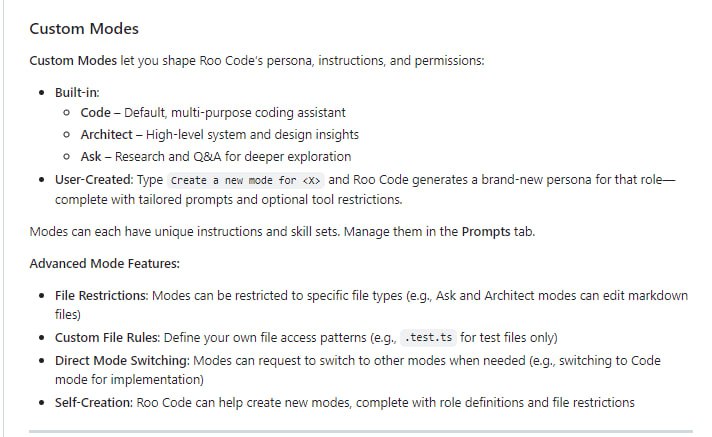 AI驱动的VS Code插件，让编程更智能、更高效！亮点：1. 支持多模型，可与OpenAI等主流API无缝对接；2. 自定义模式，可创建专属的编程助手；3. 代码行动集成，直接在VS Code中提供快速修复和重构选项Roo Code | #插件AI驱动的VS Code插件，让编程更智能、更高效！亮点：1. 支持多模型，可与OpenAI等主流API无缝对接；2. 自定义模式，可创建专属的编程助手；3. 代码行动集成，直接在VS Code中提供快速修复和重构选项Roo Code | #插件