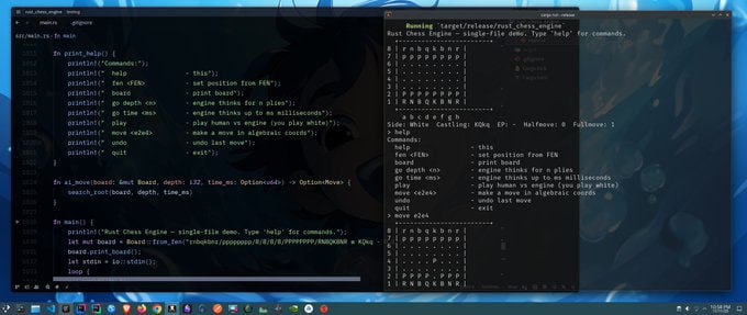Abhishek用Rust从零打造了自己的国际象棋引擎——仅用标准库，无第三方依赖，也无不安全代码