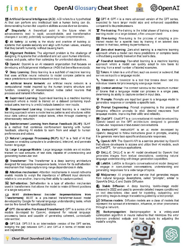 OpenAI 术语备忘单