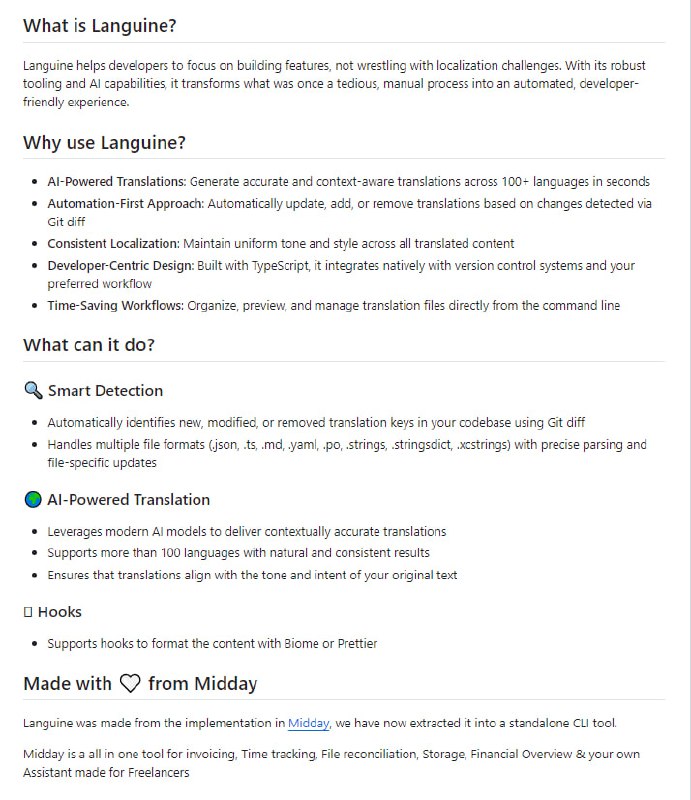 “让翻译工作彻底自动化” - Languine CLI给开发者带来了全新的国际化解决方案