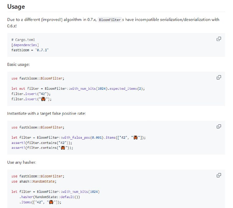 fastbloom：Rust语言中最快的布隆过滤器，不牺牲准确性，兼容任何哈希算法