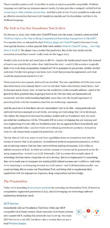 Wolfram想当AI时代的“地基”，但开源社区不这么看 | blogStephen Wolfram宣布将Wolfram Language作为LLM的“基础工具”，通过MCP服务、Agent One API等形式接入各类AI系统